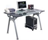 hjh OFFICE Schreibtisch Computertisch ORION Graphit / Glas / Silber