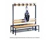 C und P Doppelseitige Garderobenbank ohne Schuhrost, 8 Haken, HxBxT 165x100x75,6 cm