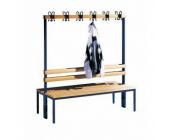 C und P Doppelseitige Garderobenbank ohne Schuhrost, 12 Haken, HxBxT 165x150x75,6 cm