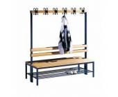 C und P Doppelseitige Garderobenbank mit Schuhrost, 12 Haken, HxBxT 165x150x75,6 cm
