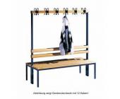 C und P Doppelseitige Garderobenbank ohne Schuhrost, 16 Haken, HxBxT 165x200x75,6 cm