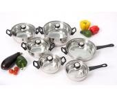 Kochtopf-Set Topf-Set, 12-teilig, Edelstahl, Glasdeckel, spülmaschinengeeignet