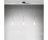 LDM Vector Tavolo Mono Trio lang Pendelleuchte, Chrom, Glas weiß