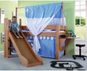 Relita Spielbett LEO mit Rutsche Buche massiv geölt 90 x 200 cm Farbe natur