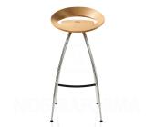 Magis Lyra Stool Küchen-Hocker, verchromtes Stahlrohrgestell, 68 cm Sitzhöhe, Sitz aus Buchenschichtholz, Buche