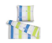 Janine Bettwäsche JD Mako-Satin - blau-grün Karos Garnitur 135/200 cm + 80/80 cm