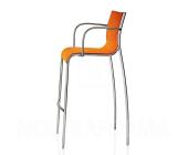Magis Paso Doble Stool Küchen-Hocker mit Armlehnen, Struktur Aluminium poliert, Stoffbezug, schwarz