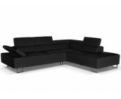 LINEA SOFA Ledersofa Ecksofa Evanescence - hochwertiges Leder - Schwarz - Sofaecke Rechts