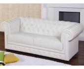 Kauf-Unique.de Chesterfield Ledersofa 3-Sitzer - Elfenbein-Weiß
