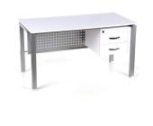hjh OFFICE Schreibtisch CAJA mit Schubladen Weiss/Silber