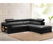Kauf-Unique.de Ledersofa Ecksofa Leeds - Schwarz - Ecke Rechts
