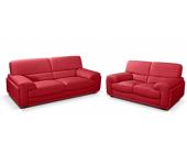 LINEA SOFA Ledergarnitur Deliciosa 3+2 - Semi Anilinleder - Rot