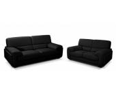 LINEA SOFA Ledergarnitur Deliciosa 3+2 - Semi Anilinleder - Schwarz