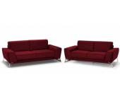 LINEA SOFA Ledergarnitur Virtuosa 3+2 - Hochwertiges Leder - Rot