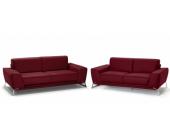 LINEA SOFA Ledergarnitur Virtuosa 3+2 - Semi Anilinleder - Rot