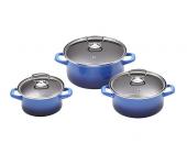KING SET: Emaille Topfset, KING®, »RETROSTYLE«, Blau (6tlg.)