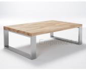 Empinio24 STEEL Couchtisch Kernbuche massiv Höhe 34 cm Edelstahl Gestell
