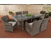 Luxus Sitzgruppe, Sitzgarnitur, Gartengarnitur sandnes, Poly-Rattan, grau-meliert