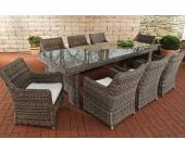 Luxus Sitzgruppe, Sitzgarnitur, Gartengarnitur sandnes XL, Poly-Rattan, grau-meliert