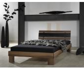 DeLife Komplett Bett Noce 140x200 cm Nussbaum mit Rollrost und Matratze 140cm