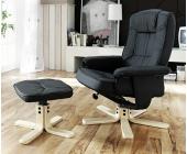 DeLife Relaxsessel Collin Schwarz Gestell Holz drehbar Sessel mit Hocker