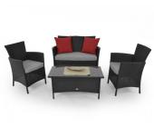 aniba Design Lounge Sitzgruppe Garnitur aus Polyrattan schwarz 4-teilig