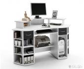 DeLife Computertisch Compact 146x88 Weiss / Schwarz mit Aufsatz Schreibtisch