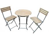 Biergarten-Garnitur Garten-Sitzgruppe, Holz, Tisch rund + 2 Stühle ~ Variantenangebot