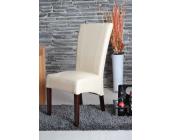 Polsterstuhl beige - Massivholz-Möbel Kunstleder, Massivholz modern