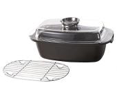 KRUGER Universalbräter mit Glasdeckel, Aromaknopf und Gittereinsatz, Kr