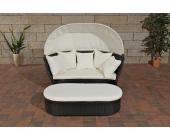 Sonnenliege, Relaxliege, Gartenliege Rivoli #71C, Polyrattan ~ schwarz