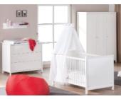 Geuther Komplett Kinderzimmer CLAIRE 3-tlg. (Kinderbett Wickelkommode und 3-türiger Kleiderschrank) weiß