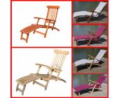 Deckchair Sonnenliege Relaxliege, 146x57x96cm, wetterfest ~ Teakholz, ohne Auflage