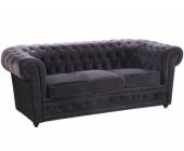 Kauf-Unique.de Chesterfield 3-Sitzer-Sofa Samt - Anthrazit