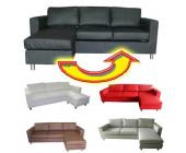 Sofa Couch Bunbury, mit Ottomane links oder rechts, Kunstleder ~ Variantenangebot