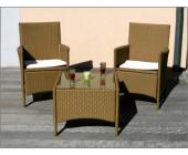 HULARO Garnitur Tisch+Sessel, Poly-Rattan ~ mit 2x Korbsessel