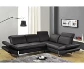 Kauf-Unique.de Ledersofa Ecksofa Nizza III - Schwarz - Ecke Rechts