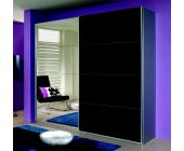 Rauch Schwebetürenschrank Kleiderschrank Flash Alu Spiegel Glas Schwarz 226 cm