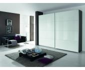 Rauch Schwebetürenschrank Kleiderschrank Flash Grau Metallic Glas Weiß 271 cm
