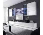 Easyfurn Wohnwand Anbauwand Denver Weiß II