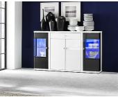 MCA Sideboard Jersey Hochglanz Weiß / Schwarz II