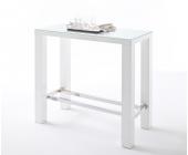 DeLife Bartisch Lex 120x60cm Weiss Hochglanz Glasplatte Stehtisch