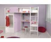 PARISOT meubles Hochbett Kinderbett Jassi weiß 04 / lila hochglanz