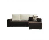 Monaco Ecksofa Mailand (mit Schlaffunktion) - Stoff Dunkelbraun - Ottomane links/rechts montierbar