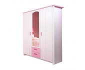 Parisot Meubles Kleiderschrank Biotiful - Weiß Dekor mit Absetzung in Rosa