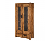 Landhaus Classic Vitrine Veracruz - Pinie massiv - gewachst - 2 Schubladen, 2 Türen
