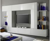 DeLife Wohnwand Messina 283x168 cm Weiss Hochglanz 2 Regale Wohnzimmerschrank