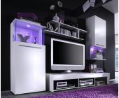 DeLife Wohnwand Tokyo 228x183 cm Weiss Wohnzimmermöbel mit Beleuchtung