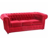 Kauf-Unique.de Chesterfield 3-Sitzer-Sofa Samt - Rot