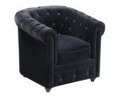 Kauf-Unique.de Chesterfield Sessel Strass Samt - Schwarz